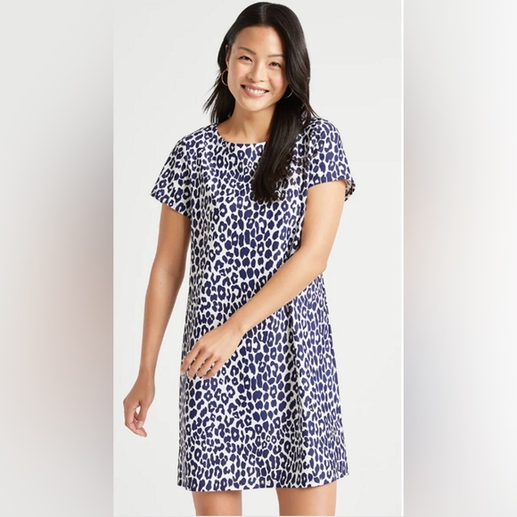 Jude Connally The Ella Shift Mini Dress in Lilac Blue Tiger Stripe ZB1 - Picture 2 of 8